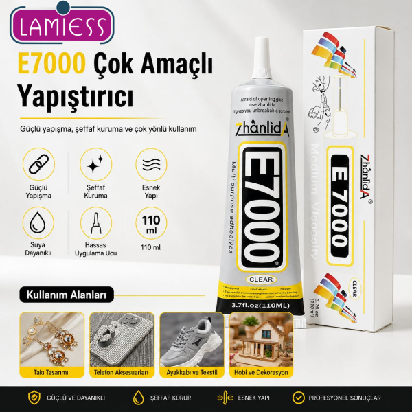 E-7000 Çok Amaçlı Şeffaf Hobi ve Takı Yapıştırıcısı