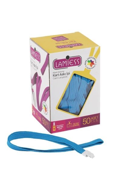 Lamiess Kart Askı İpi Plastik Kancalı Mavi 50'Li