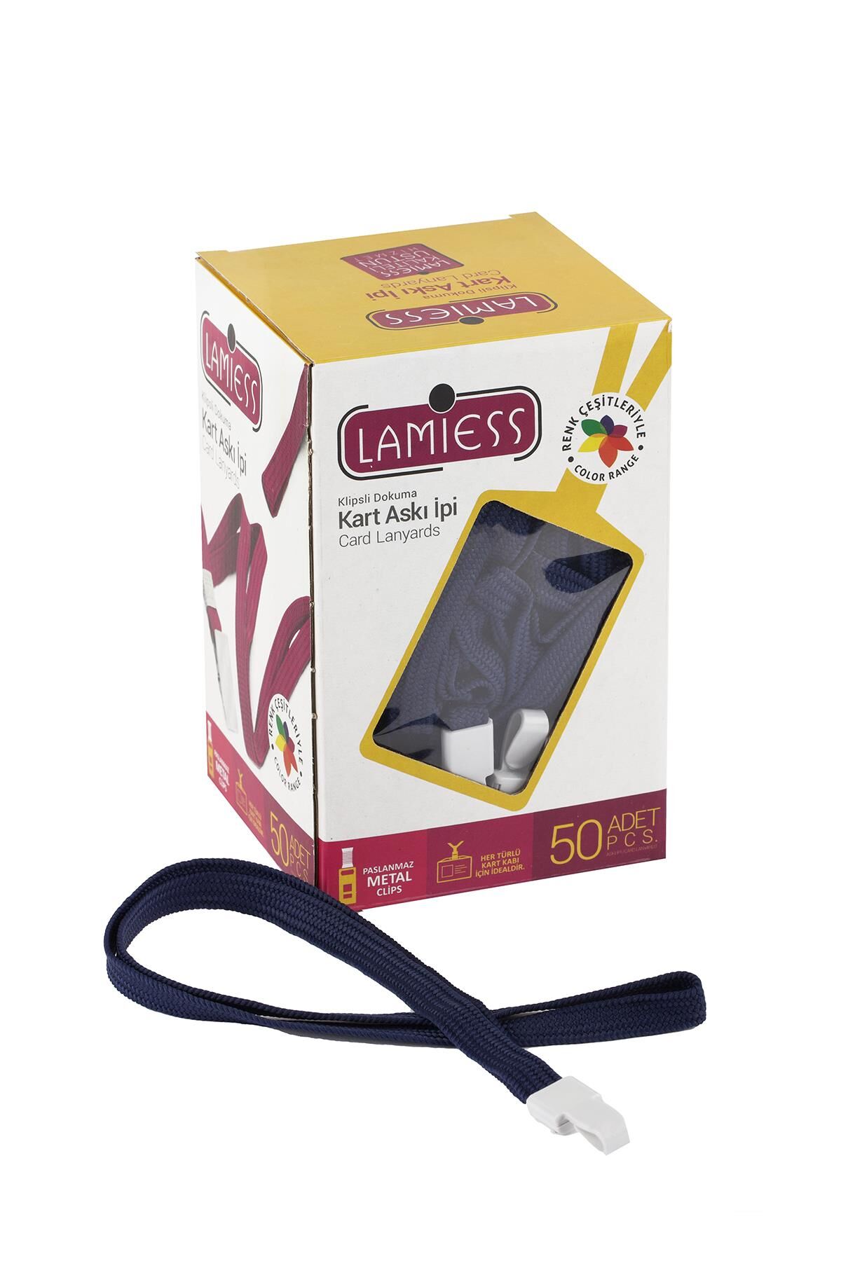 Lamiess Kart Askı İpi Plastik Kancalı Lacivert 50'Li