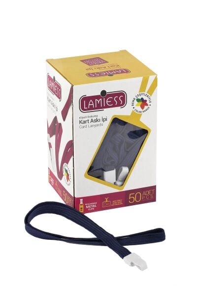 Lamiess Kart Askı İpi Plastik Kancalı Lacivert 50'Li