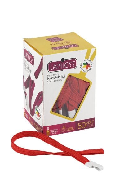 Lamiess Kart Askı İpi Plastik Kancalı Kırmızı  50'Li