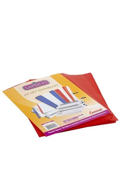 Lamiess  A-4 160 Mıc.Şeffaf Cilt Kapağı Şeffaf Kırmızı 100 'Lü