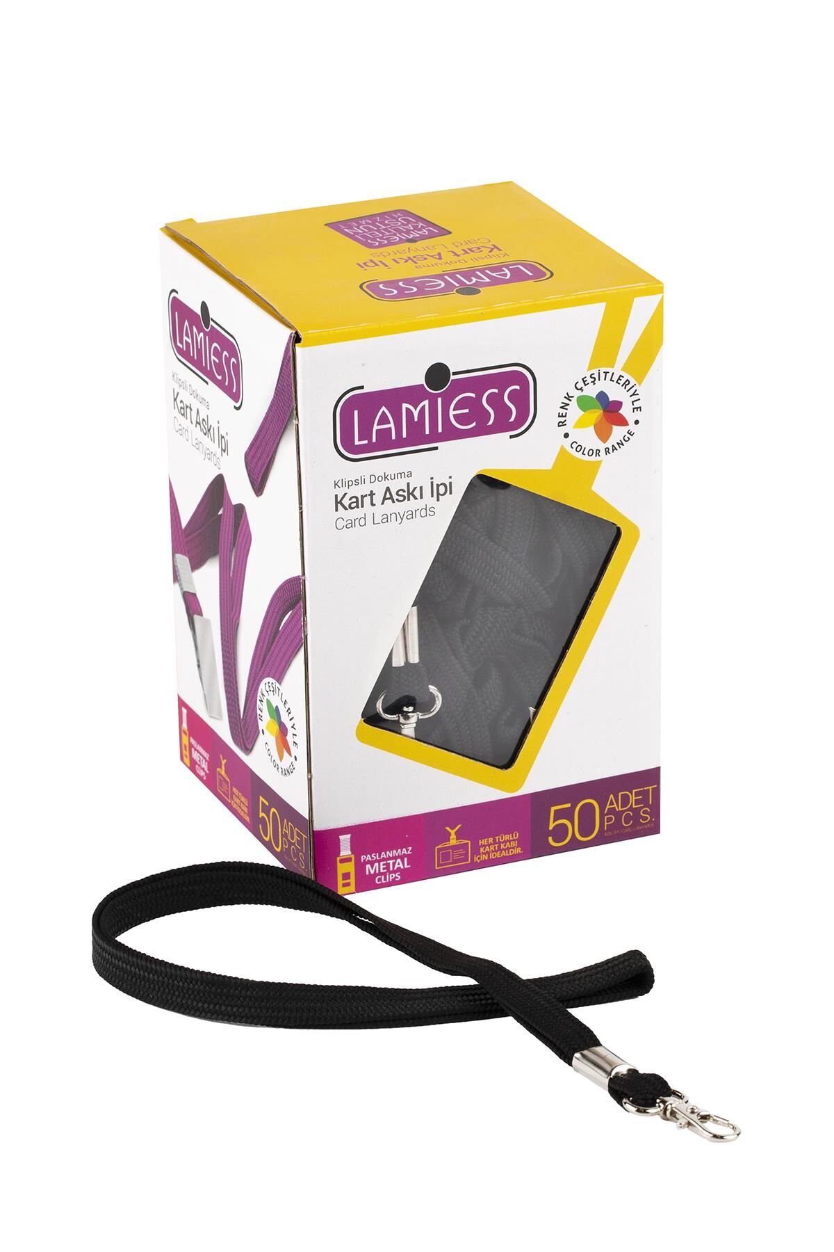 Lamiess Kart Askı İpi Paris Kancalı Siyah  50'Li