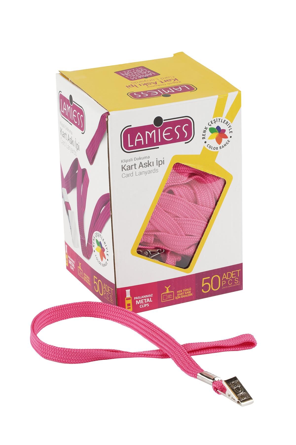 Lamiess Kart Askı İpi M.Maşalı Klipsli Pembe 50'Li