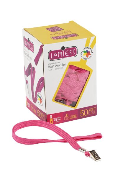 Lamiess Kart Askı İpi M.Maşalı Klipsli Pembe 50'Li