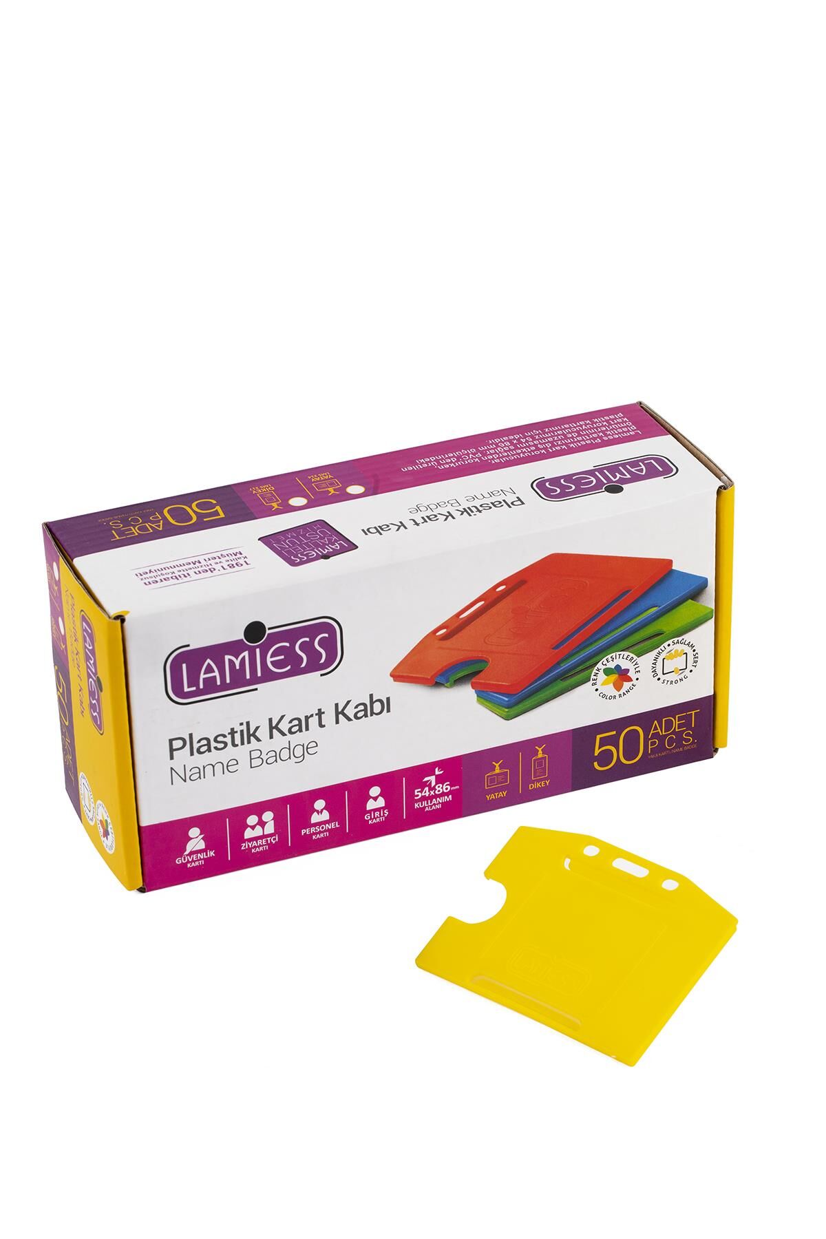 Lamiess  Lms 214 Yatay Plastik Kart Kabı Sarı 50'Li